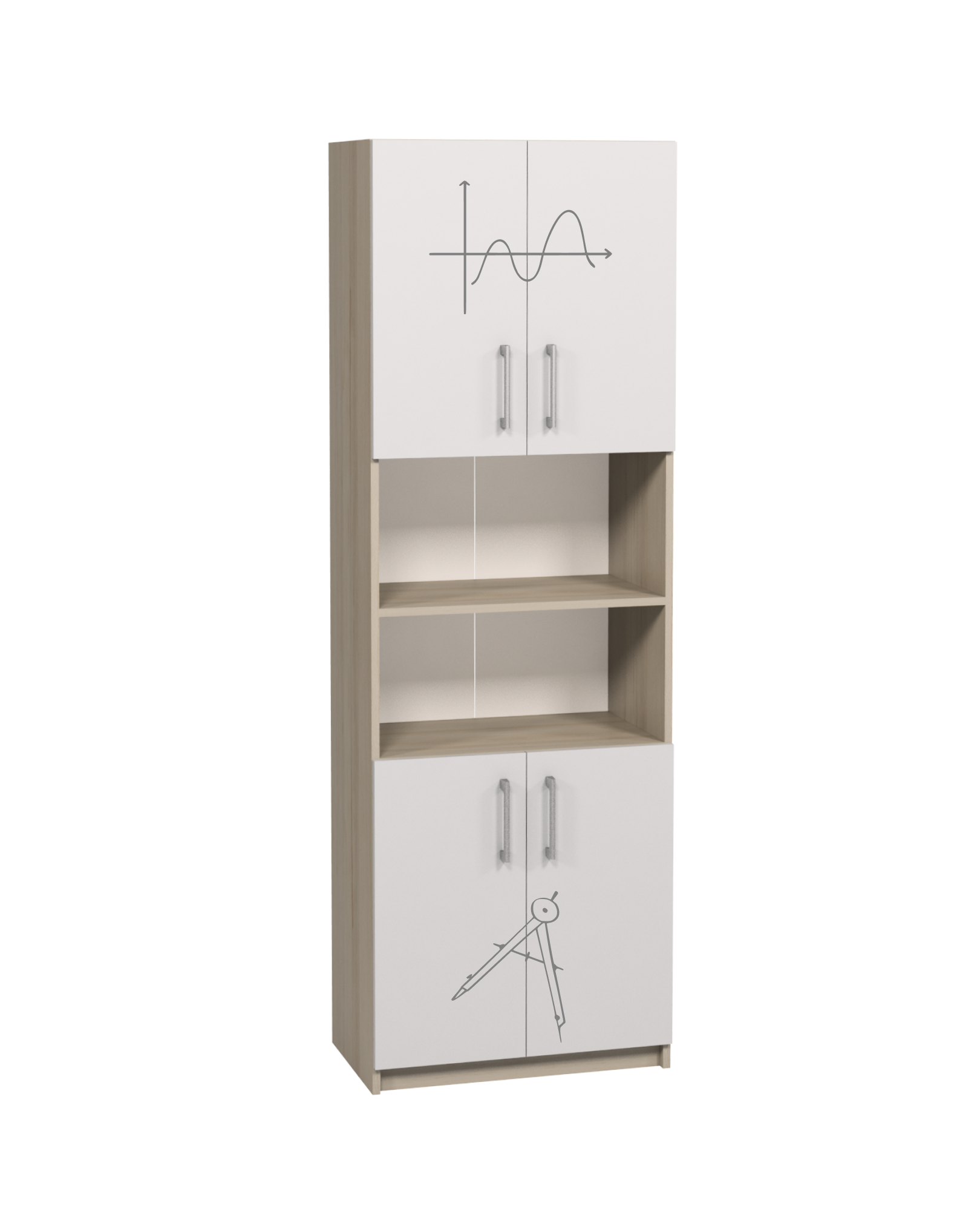 Шафа з фотодруком для кабінетів математики, напівзакрита з 4-ма дверцятами, для зберігання навчального матеріалу, АЛМАНТ, 702х405х2115 мм.